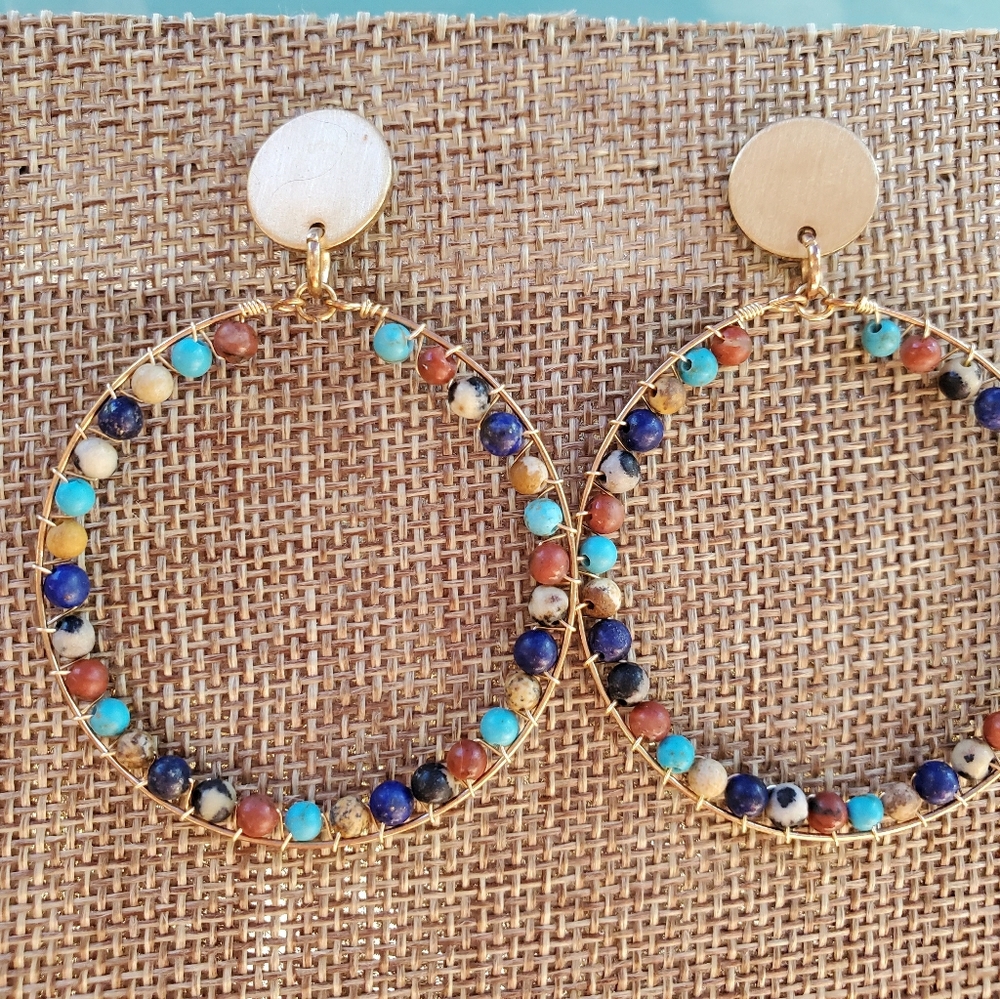 Multi colored beaded earrings